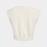 Metallic Buckle Round Neck Cut Out Top