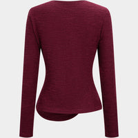 Metallic Decor Texture Long-Sleeve Top