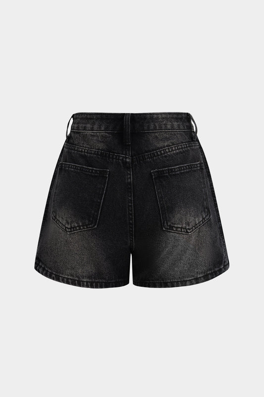 Denim Button Pocket Shorts