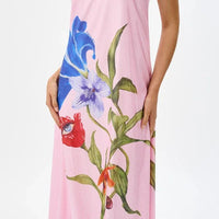 Special Night Sequin Floral Print Off Shoulder A-line Maxi Dress