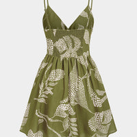 Botanica Print V-Neck Mini Dress
