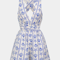 Floral Print V-Neck Crossed Sleeveless Romper