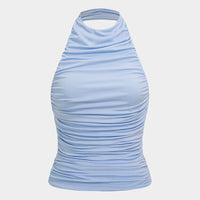 Halter Neck Backless Ruched Tank Top