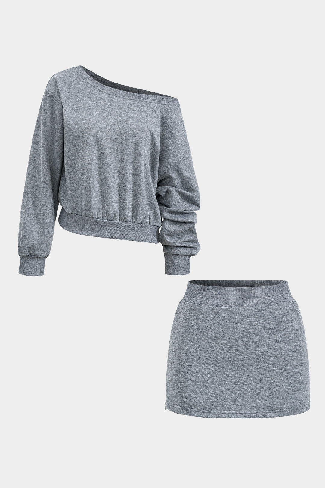 Conjunto de falda y top de manga larga asimétrico básico