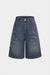 Denim Rhinestone Decor Wide Leg Shorts