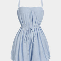 Tie-Up Zipper Sleeveless Romper