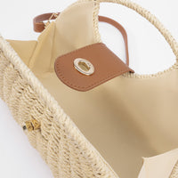 Woven Button Tote Bag