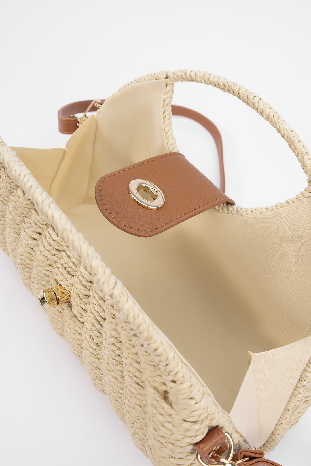 Woven Button Tote Bag