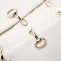 Metallic Buckle Round Neck Cut Out Top