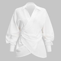 Ruched Tie-Back Long-Sleeve Shirt