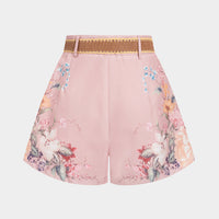 Floral Print Belted Wide Leg Shorts