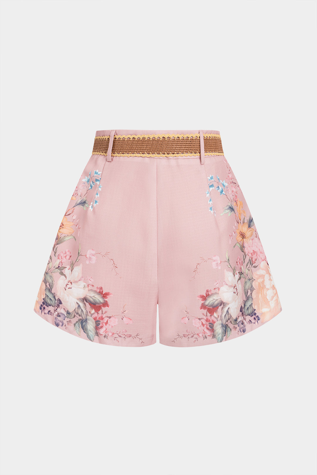 Floral Print Belted Wide Leg Shorts