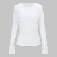 Round Neck Ruched Long-Sleeve Top
