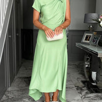 Elegant Cowl Neck Asymmetrical Formal Dress