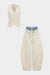 Denim Button Vest And Contrast Drawstring Barrel Trousers Set