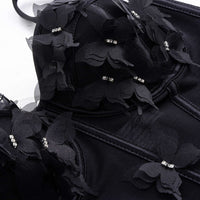 3D Flower Appliques Sheer Mesh Corset Backless Cami Top