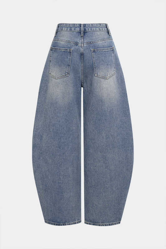 Denim Pocket Barrel Jeans
