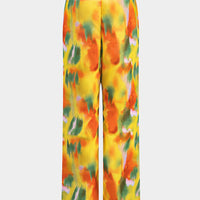 Watercolor Print Chiffon Tie Front Long Sleeve Top And Wide Leg Pants Set
