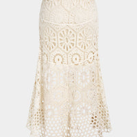 Lace Hollow Out Tie-Up High Waist Skirt