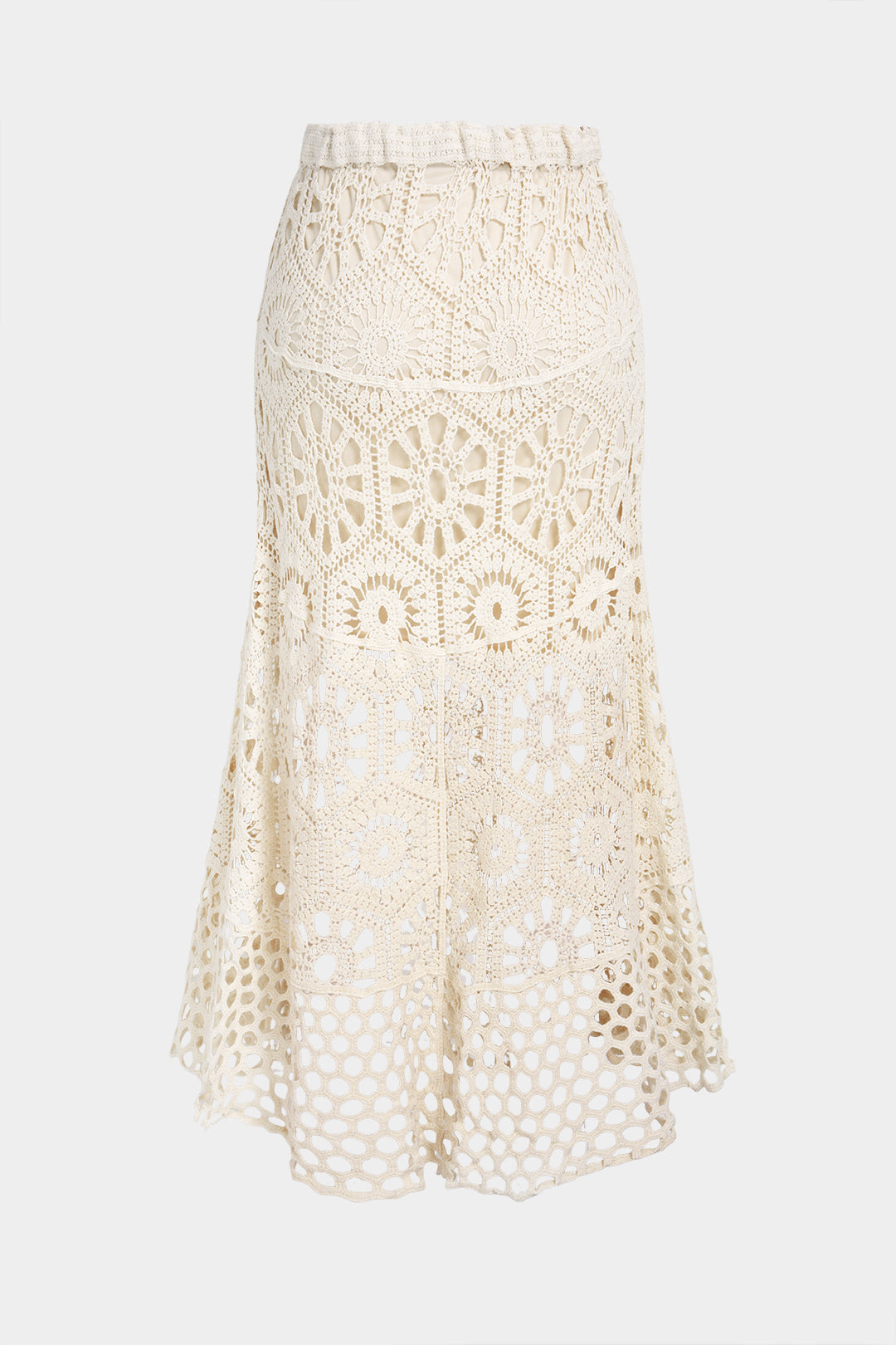 Lace Hollow Out Tie-Up High Waist Skirt