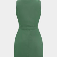 Button Pocket Sleeveless Mini Dress