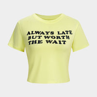 Letter Print Round Neck Short Sleeve T-Shirt
