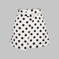 Polka Dots Print Asymmetrical High Waist Skirt