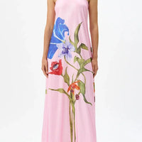 Special Night Sequin Floral Print Off Shoulder A-line Maxi Dress