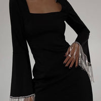 Party Time Imitation Diamond Chain Backless Mini Dress