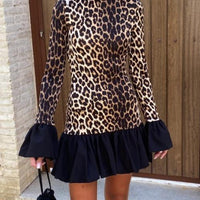 Sexy Leopard Print Ruffled Mini Dress