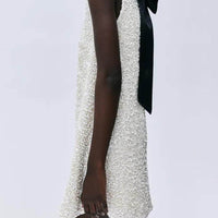 Sequined Tie-Back Bows Party Mini Dress