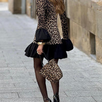 Sexy Leopard Print Ruffled Mini Dress