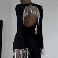 Party Time Imitation Diamond Chain Backless Mini Dress