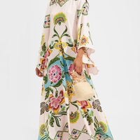 Exquisite Sunshine Floral Print Flowing Maxi Dress