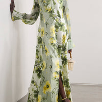 Delicate Floral And Fruit Print Maxi Dress